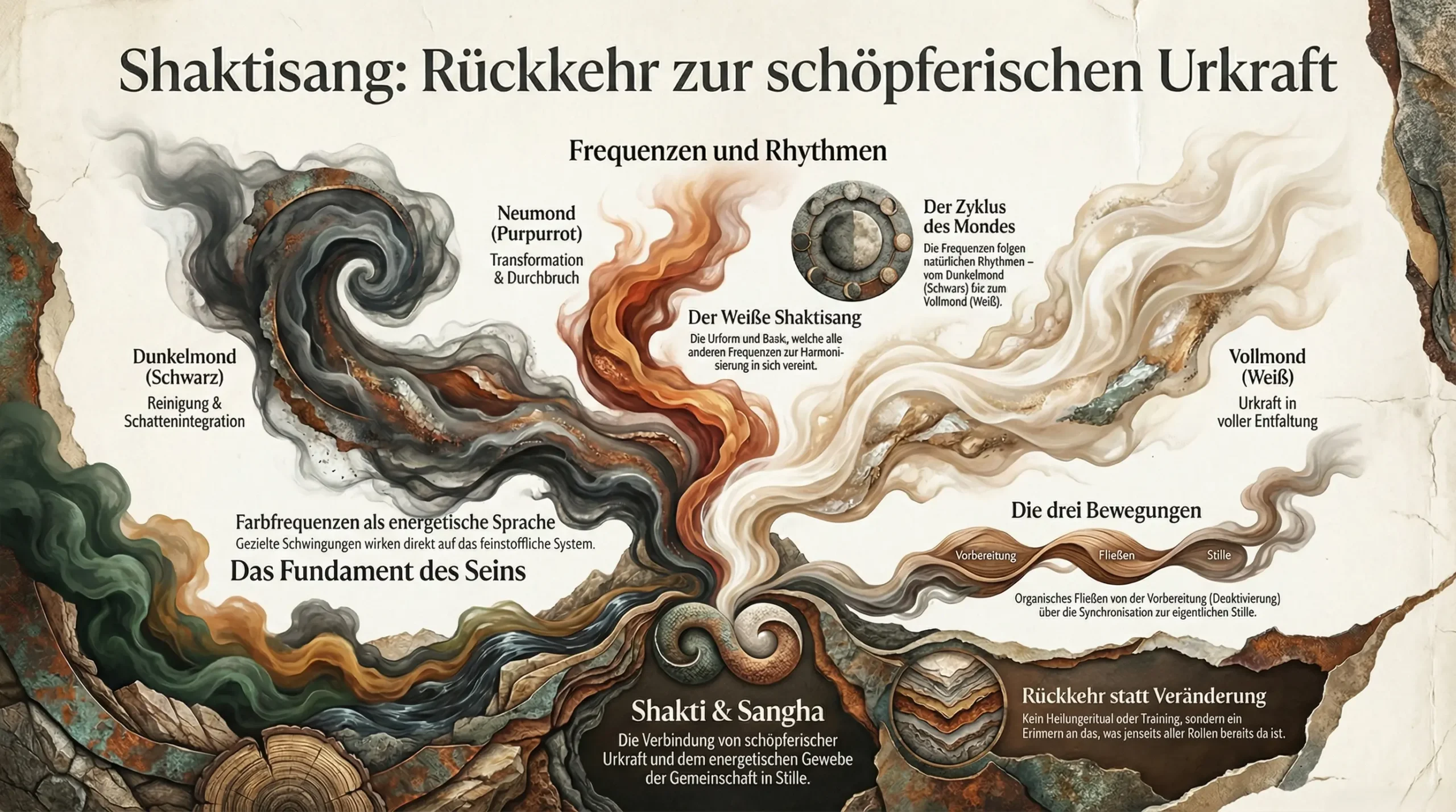 Shaktisang: R&uuml;ckkehr zur sch&ouml;pferischen Urkraft, flie&szlig;t mit farbigen Mustern - Frequenzen, Rhythmen, kosmischen Zyklen.