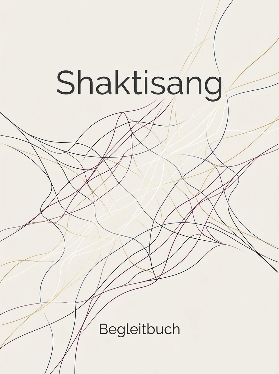 Shaktisang-Begleitbuch Auf dem Umschlag steht "Shaktisang" deutlich über "Begleitbuch", während sanfte Farbbögen einen ruhigen, leuchtenden Hintergrund durchziehen.